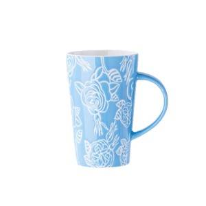 แก้วเซรามิค Rongqi ความจุขนาดใหญ่ ลายดอกกุหลาบสลัก สำหรับกาแฟ ชา ของขวัญ - Product Image 5