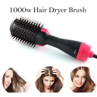 Sèche-cheveux professionnel 1000W Brosse 2 en 1 Lisseur à cheveux Bigoudi Peigne Sèche-cheveux électrique avec peigne Brosse à cheveux Rouleau Styler