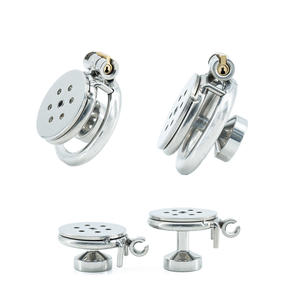 Dispositif de chasteté masculin en acier inoxydable argenté Yamamoto, <span class=keywords><strong>cage</strong></span> à pénis, verrouillage du pénis avec tube urinaire, jouet sexuel - Product Image 1