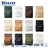 Sacs à café personnalisés imprimés 8 oz 12 oz 250g 500g 1kg, sacs en aluminium avec fermeture éclair, sacs en plastique avec valve pour l'emballage du café et des aliments