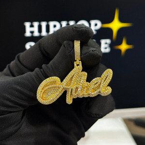 2 Inch Adiel <b>Iced</b> <b>Out</b> Pendant Custom Moissanite Jewelry 14K Gold Plated Hip Hop Luxury Bling <b>Chain</b> Necklace for Men Women - Product Image 5