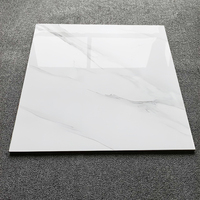 Carreaux de Sol en Porcelaine Brillant Effet Marbre 60x60 80x80, Grès Cérame Poli Émaillé Blanc