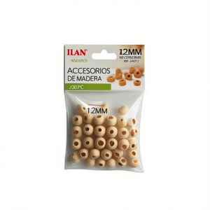 Perline in legno ILAN da 12 mm con foro grande per artigianato e creazione di gioielli - Product Image 2