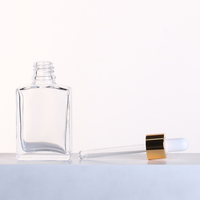 Flacons compte-gouttes en verre transparent carrés pour cosmétiques, 15 ml, 20 ml, 30 ml, 100 ml, flacons compte-gouttes rectangulaires en verre pour huiles essentielles