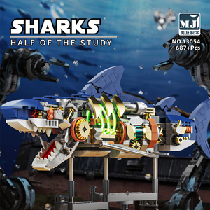 13054 696PCS <span class=keywords><strong>Requin</strong></span> Mécanique avec Support Lumineux MOC, Ensemble de Briques de Construction à Assembler, Figurines pour Enfants, Jouets - Product Image 2