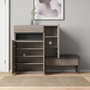 Zapatero de Esquina de Diseño Moderno y Estilo Simple, con Cojín, Organizador de Zapatos, Zapatero de Madera con Taburete - Product Image 3
