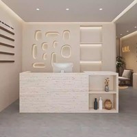 Comptoir de réception simple et durable en bois anti-collision, idéal pour les magasins de vêtements tendance, les salons de yoga, les salons de beauté et les caisses.