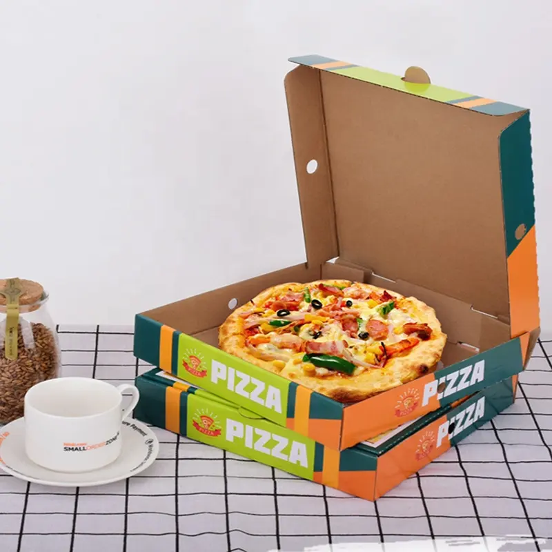 Bán buôn Chất lượng cao nhà máy tùy chỉnh hộp bánh Pizza trong kho vuông hộp bánh pizza