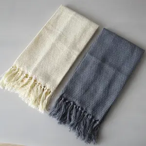 Estera de cena de encaje acanalado de macramé liso, Mantel Individual de algodón con flecos de cuerda para mesa de comedor, para hotel y restaurante de boda