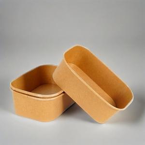 High Quality Rectangular Square White Brown Biodegradable Square Fast Food <b>Takeaway</b> <b>Container</b> Rectangle Paper Bowl - Product Image 2