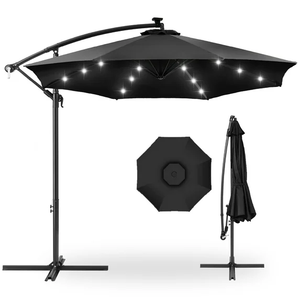 <span class=keywords><strong>Parasol</strong></span> de terrasse de marché extérieur suspendu à LED solaire de 10 pieds avec inclinaison réglable - Product Image 1