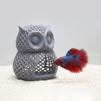 Décoration d'aquarium en plastique en forme de hibou, grotte cachette pour petits poissons, betta, crevettes, reproduction