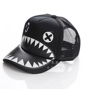 Bán Buôn Dễ Thương Cá Mập Thêu Mùa Hè <span class=keywords><strong>Hat</strong></span> Cho Trẻ Em Và Cha Mẹ 5-Bảng Điều Chỉnh Thiết Kế 100% <span class=keywords><strong>Polyester</strong></span> Cargo Cap Net - Product Image 3