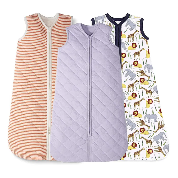 OEM, 100% органический хлопок, бамбуковое носимое одеяло, теплый мягкий детский спальный костюм на молнии, спальный мешок, мешок