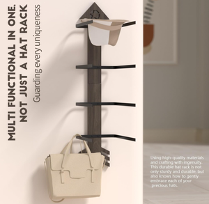 Sombrero de Panamá a la moda, sombrero de <span class=keywords><strong>vaquero</strong></span>, estante montado en la pared, artesanía de madera marrón, decoración del hogar, estantes de exhibición de almacenamiento de sombreros de varios niveles - Product Image 5