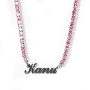 Collier et <span class=keywords><strong>bracelet</strong></span> personnalisés en argent et or 18 carats pour enfants, plaque de nom personnalisée - Product Image 2