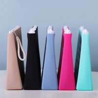 Tas Kosmetik Perjalanan Ramah Lingkungan untuk Wanita, Kantong Kemasan Kecil dengan Ritsleting, Bahan PU dan Katun yang Modis, Gaya Pola Logo