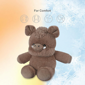 Peluche Cinghiale Marrone con Pelo Riccio Bianco Avorio, Gambe Robuste, Seduto, Antistress, Compagno per Bambini - Product Image 2