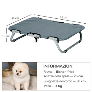 PawHut Folding <b>Dog</b> <b>Bed</b> in Steel and Oxford Fabric for Indoor and <b>Outdoor</b> Use, 59x46x15 cm, Grey - Product Image 3
