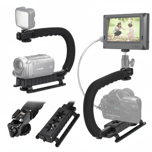 Poignée de prise de vue vidéo professionnelle en alliage d'aluminium avec support griffe froide à dégagement rapide pour caméra - Product Image 1