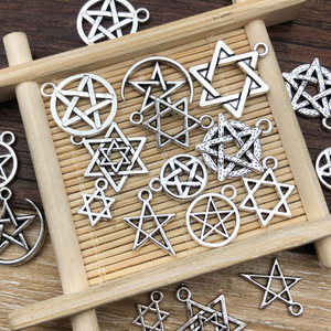 Pendentif étoile rétro artistique à cinq ou six branches, accessoires de bijoux DIY pour colliers, bracelets, composants et apprêts - Product Image 3