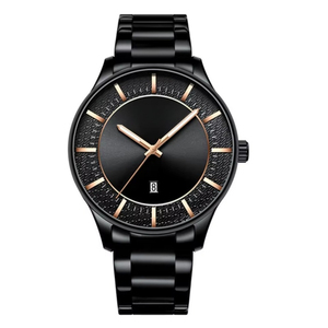 Minimalist Vintage Men's Waterproof Quartz <b>Watch</b> Stainless Steel Band Simple Alloy Case Calendar Window Fashion Business <b>Watch</b> - Product Image 2