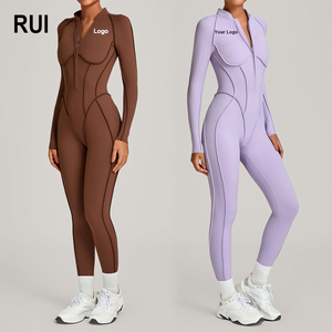 Combinaison de yoga sans couture pour femme RUIQUWIN, taille haute, extensible dans quatre directions, respirante, légère, en spandex/nylon, pour la gym et le fitness - Product Image 1