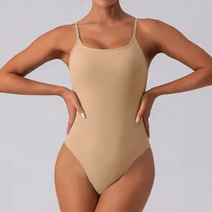 Primavera 2024 Fino Alças Ajustáveis U Voltar One Piece Sexy Unitard Compressão Conforto Quick Dry Tanga Dança Bodysuit