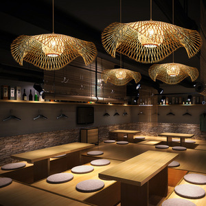 Chinese Style Bamboo Chandelier Round E27 LED Pendant <b>Light</b> For Tea Room Zen Living <b>Space</b> - Product Image 5