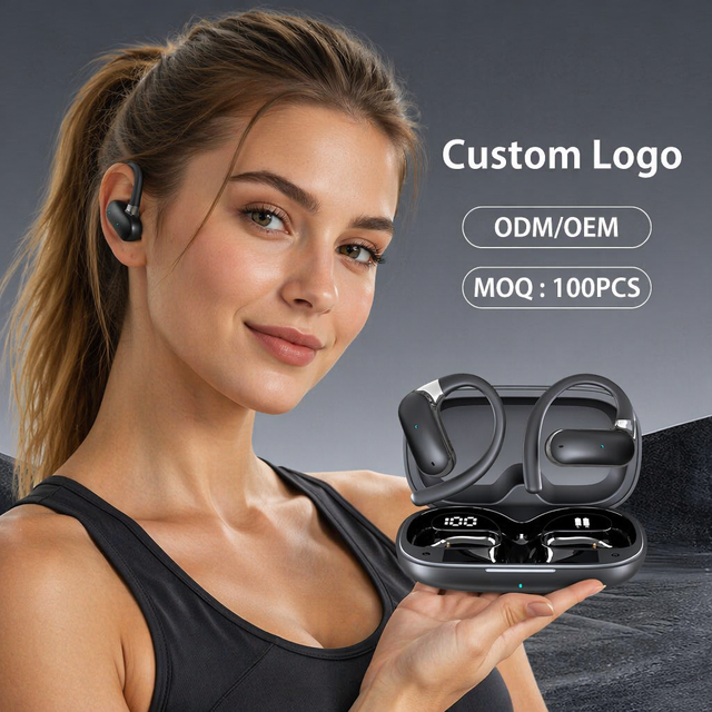 AI TWS Q65 Noise Cancelling Stereo Wireless Sports Earbuds Upgraded AI Translation Function LED for 5.3 LHDC IPX5 Ear-hook