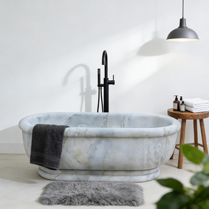 <span class=keywords><strong>Baignoire</strong></span> en marbre chinois moderne, gris naturel, ovale, à rebord roulé, autoportante, pour l'extérieur, idéale pour les hôtels - Vente chaude - Product Image 6