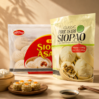 Op maat gemaakte diepvriesverpakking van plastic, Siomai platte Mylar zak, gelamineerd, driezijdig geseald met transparant venster
