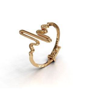 Anillo Ajustable de Plata de Ley con Diseño de Latido de Corazón y Acabado en Oro - Product Image 2
