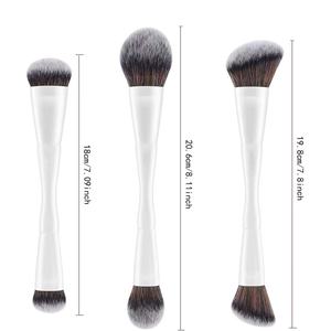 Pinceau cosmétique à manche en métal à double extrémité Pinceau de maquillage pour le visage et les yeux Correcteur d'ombre à paupières Logo personnalisé - Product Image 2