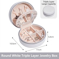 Mini boîte à bijoux portable, petit organiseur de bijoux en cuir PU, étui de voyage pour bagues, boucles d'oreilles, colliers