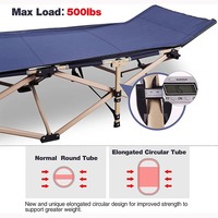 Lit de camping pliable moderne en alliage d'aluminium pour l'extérieur avec tubes élastiques épaissis et structurés pour une stabilité accrue