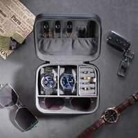 Étui de rangement en cuir PU pour montres, boutons de manchette et accessoires, sac de transport zippé pour homme