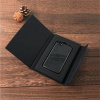 Style contracté Carnet Forme Carton Magnétique Pliant Électronique Mobile Téléphone Cas Carton Noir Boîte D'emballage
