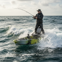 Kayak modulaire 2 sections de 9 pieds avec moteur électrique et propulsion à pédales, hélice détachable, siège unique, en PE, pour la pêche en mer
