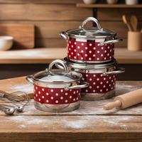 Vente flash : Ensemble de 6 ustensiles de cuisine en acier inoxydable, casseroles et poêles en métal, fond composite, poignées, casseroles, compatible induction, lave-vaisselle