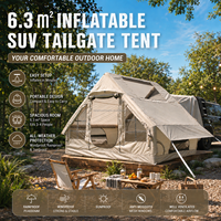 Tente de voiture gonflable avec fenêtre de toit, tente arrière de voiture gonflable avec pompe, tente de glamping gonflable pour hayon de SUV de 6,3 mètres carrés