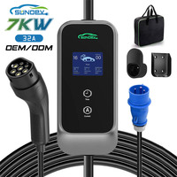 Chargeur portable de voiture électrique de type 2 pour la maison EV Chargeur 32A 7KW Niveau 2 pour voiture électrique