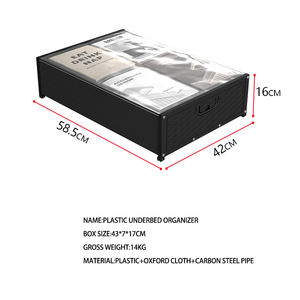 Boîte de rangement pliable carrée moderne en métal pour sous le lit, montage sans outil, conteneur de rangement domestique avec couvercle pour chaussures et outils - Product Image 4
