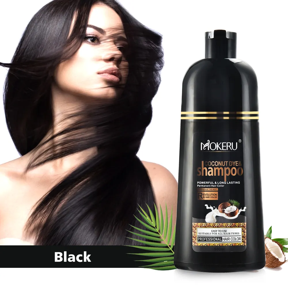 Mokeru Natural Long Lasting 500ml Permanent Bart färbemittel Shampoo Fast Black Haarfarbe Shampoo Permanent Haar färbemittel Shampoo