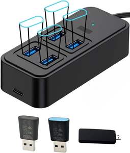 Concentrador USB 3.0 SYONG de 4 Puertos, Tipo-C Macho, 5 GB/S, Conexión y Sin Retraso <span class=keywords><strong>para</strong></span> Ratón, Teclado, <span class=keywords><strong>Mac</strong></span>, Xbox, PlayStation, Carcasa de Plástico - Product Image 1