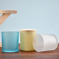Pot à bougie personnalisé de luxe en verre sodocalcique sans plomb, transparent bleu, blanc mat, noir, avec couvercle imprimé en sérigraphie sur mesure