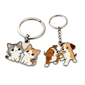 Custom Enamel Metal Keychain <b>Cartoon</b> Cat and Dog Key <b>Rings</b> Personalized Zinc Alloy Gift Souvenir Bulk for Bags Keys Accessories - Product Image 1