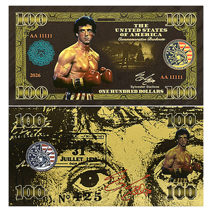 Ensemble de billets de banque imprimés en feuille d'or double face 24 carats Sylvester <span class=keywords><strong>Stallone</strong></span>, 100 USD, pièce de collection non monétisée, cadeau pour les fans - Product Image 5