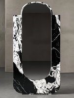 Miroir sur pied en marbre naturel en forme de U, miroir sur pied irrégulier pleine longueur, miroir décoratif de luxe pour la maison