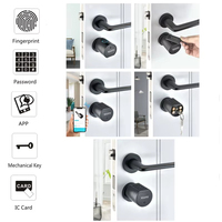 Serrure de porte intelligente électronique à cylindre avec empreinte digitale, application Tuya, clavier numérique, code, carte-clé, télécommande, réglable, pour maison et appartement